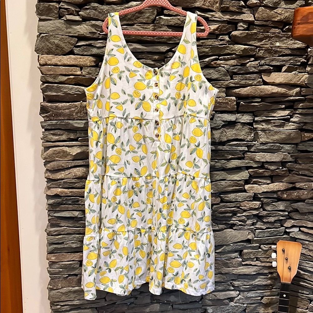 FabKids Lemon Print Casual Dress